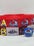 COLORADO AVALANCHE  inspired grosgrain ribbon and/or coordinating 1" flatbacks. Perfect for hair bows and many other crafts.