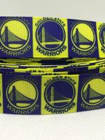 GOLDEN STATE WARRIORS  inspired grosgrain ribbon and/or coordinating 1" flatbacks. Perfect for bow making and many other crafts.