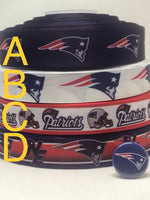 New England Patriots inspired grosgrain ribbon and/or coordinating 1" flatbacks. Perfect for bow making and many other crafts.