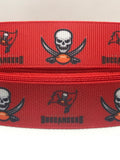 Tampa Bay Buccaneers inspired grosgrain ribbon and/or coordinating 1" flatbacks.  Perfect for bow making and many other crafts.