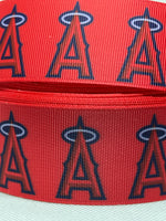 LOS ANGELES ANGELS inspired grosgrain ribbon and/or coordinating 1" flatbacks. Perfect for bow making and many other crafts.