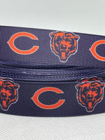 Chicago Bears inspired grosgrain ribbon and/or coordinating 1" flatbacks. Perfect for bow making and many other crafts.