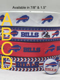 Buffalo Bills inspired grosgrain ribbon and/or coordinating 1" flatbacks.  Perfect for bow making and many other crafts.