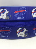 Buffalo Bills inspired grosgrain ribbon and/or coordinating 1" flatbacks.  Perfect for bow making and many other crafts.