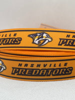 NASHVILLE PREDATORS inspired grosgrain ribbon and/or coordinating 1" flatbacks.  Perfect for bow making and many other crafts.