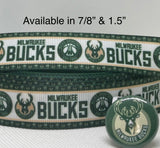 MILWAUKEE BUCKS inspired grosgrain ribbon and/or coordinating 1" flatbacks. Perfect for bow making and many other crafts.