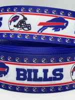 Buffalo Bills inspired grosgrain ribbon and/or coordinating 1" flatbacks.  Perfect for bow making and many other crafts.