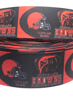 Cleveland Browns inspired 7/8" & 1.5" grosgrain ribbon and/or coordinating 1" flatbacks. Perfect for bow making and many other crafts.