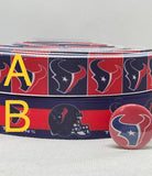 Houston Texans inspired grosgrain ribbon and/or coordinating 1" flatbacks.  Perfect for bow making and many other crafts.