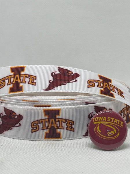 IOWA STATE CYCLONES inspired grosgrain ribbon and/or coordinating 1" flatbacks. Perfect for hair bows and many other crafts.