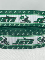 New York Jets inspired grosgrain ribbon and/or coordinating 1" flatbacks.  Perfect for bow making and many other crafts.