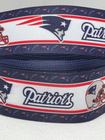 New England Patriots inspired grosgrain ribbon and/or coordinating 1" flatbacks. Perfect for bow making and many other crafts.