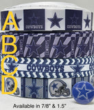 DALLAS COWBOYS inspired 7/8" & 1.5" grosgrain ribbon and/or coordinating 1" flatbacks.  Perfect for bow making and many other crafts.