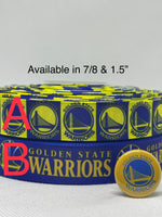 GOLDEN STATE WARRIORS  inspired grosgrain ribbon and/or coordinating 1" flatbacks. Perfect for bow making and many other crafts.