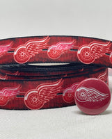 DETROIT RED WINGS inspired 7/8" grosgrain ribbon and/or coordinating 1" flatbacks.  Perfect for bow making and many other crafts.