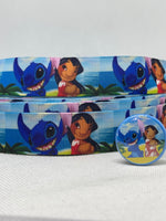 LILO AND STITCH inspired grosgrain ribbon and/or coordinating flatbacks. Perfect for bow making and many other crafts.