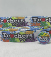 TEACHERS ROCK grosgrain ribbon and/or coordinating 1" flatbacks.  Perfect for bow making &  other crafts