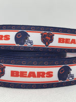 Chicago Bears inspired grosgrain ribbon and/or coordinating 1" flatbacks. Perfect for bow making and many other crafts.