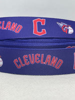 Cleveland Guardians inspired 7/8" grosgrain ribbon and/or coordinating 1" flatbacks. Perfect for bow making and many other crafts.