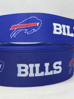 Buffalo Bills inspired grosgrain ribbon and/or coordinating 1" flatbacks.  Perfect for bow making and many other crafts.