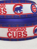 CHICAGO CUBS inspired grosgrain ribbon and/or coordinating 1" flatbacks. Perfect for bow making and many other crafs.