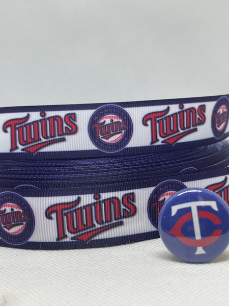 MINNESOTA TWINS inspired 7/8" grosgrain ribbon and/or coordinating 1" flatbacks. Perfect for bow making and many other crafts.