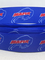 Buffalo Bills inspired grosgrain ribbon and/or coordinating 1" flatbacks.  Perfect for bow making and many other crafts.