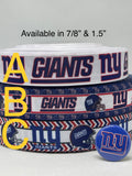 New York Giants inspired grosgrain ribbon and/or coordinating 1" flatbacks.  Perfect for bow making and many other crafts.