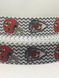 Kansas City Chiefs inspired grosgrain ribbon and/or coordinating 1" planar resin.  Perfect for bow making and many other crafts.