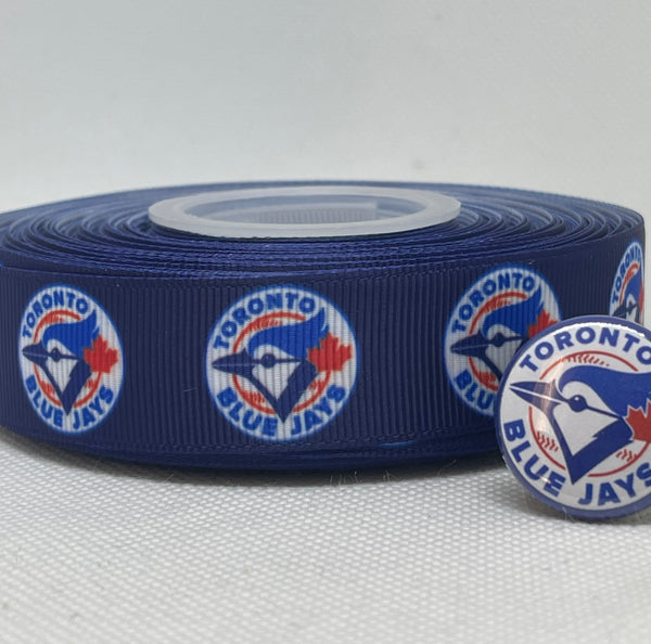 TORONTO BLUE JAYS inspired 7/8" grosgrain ribbon and/or coordinating 1" flatbacks. Perfect for hair bows and many other crafts.