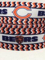 Chicago Bears inspired grosgrain ribbon and/or coordinating 1" flatbacks. Perfect for bow making and many other crafts.