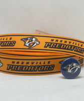 NASHVILLE PREDATORS inspired grosgrain ribbon and/or coordinating 1" flatbacks.  Perfect for bow making and many other crafts.