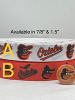 BALTIMORE ORIOLES inspired grosgrain ribbon and/or coordinating 1" flatbacks. Perfect for bow making and many other crafts.