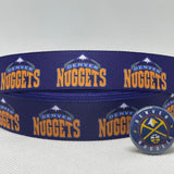 DENVER NUGGETS inspired grosgrain ribbon and/or coordinating 1" flatbacks. Perfect for bow making and many other crafts.