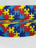 AUTISM AWARENESS inspired grosgrain ribbon and/or coordinating 1.5" planar resins. Perfect for hair bows and many other cratfs.