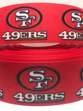 SAN FRANCISCO 49ERS inspired grosgrain ribbon and/or coordinating 1" flatbacks.  Perfect for bow making and many other crafts.