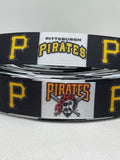 PITTSBURGH PIRATES inspired grosgrain ribbon and/or coordinating 1" flatbacks. Perfect for bow making and many other crafts.