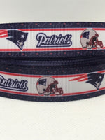 New England Patriots inspired grosgrain ribbon and/or coordinating 1" flatbacks. Perfect for bow making and many other crafts.