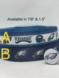 PHILADELPHIA EAGLES inspired grosgrain ribbon and/or coordinating 1" flatbacks.  Perfect for bow making and many other crafts.